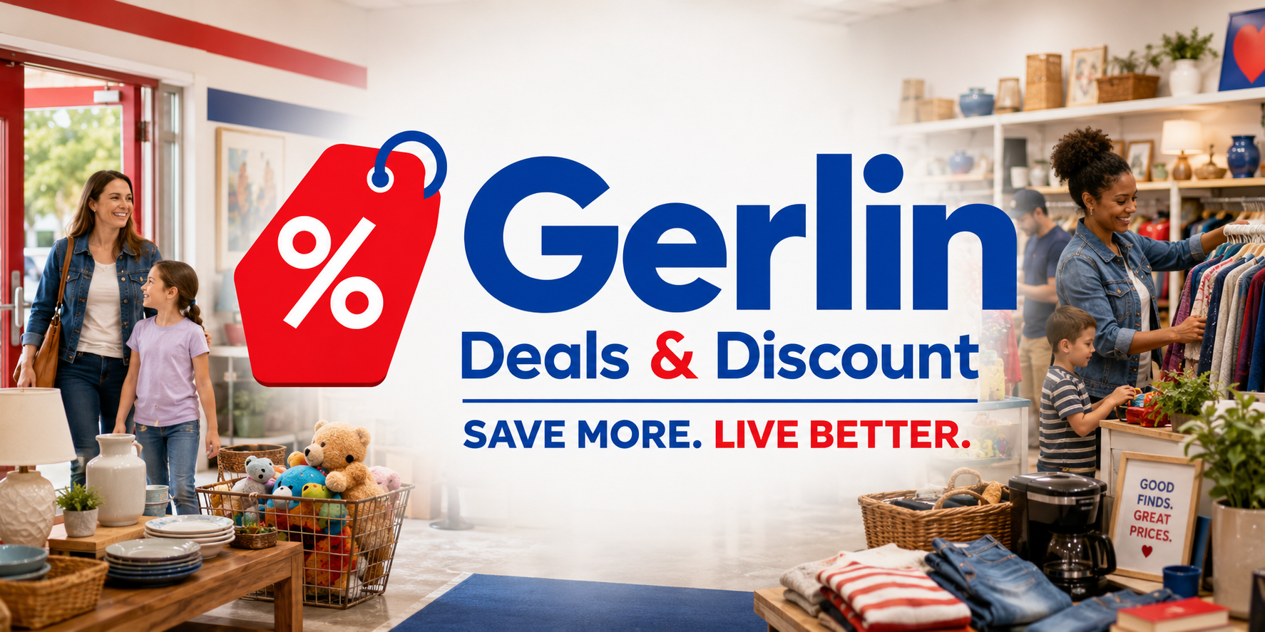Families and shoppers inside Gerlin Deals & Discount store